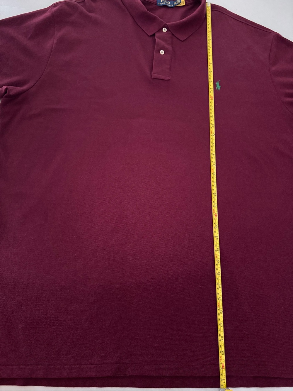 Polo Ralph Lauren Men’s Mesh Polo Shirt Burgundy with Green Pony Big & Tall 4XL - Picture 7 of 8